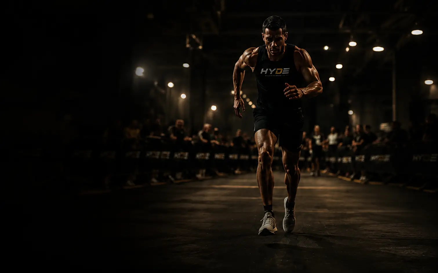 Athlete running during hybrid training